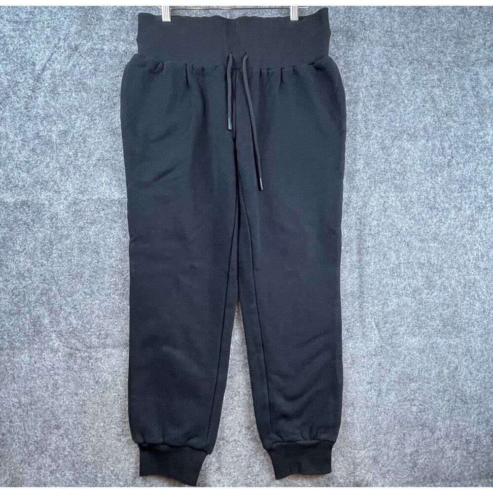 La Voute Lounge Joggers Black Womens M/L Athleisure Sweatpant Wide Elastic Waist